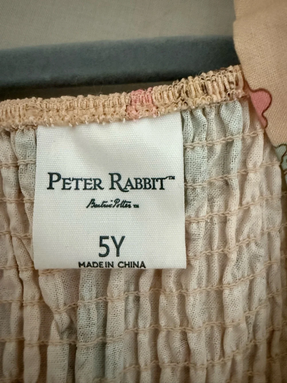 Peter Rabbit Girls Pink Flower Bunny Sundress with Blue Gingham Trim Spring 5